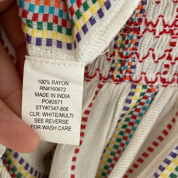 Blue Island Beach Cover Up Size: S Smocked Waist. Open Back with Tie - Picture 10 of 11